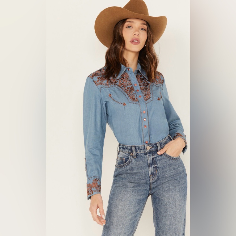 Scully Blue and Brown Button Down Shirt